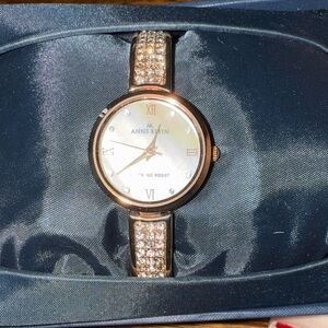 Anne Klein Rose Gold Tone Crystal Bracelet Women's Watch